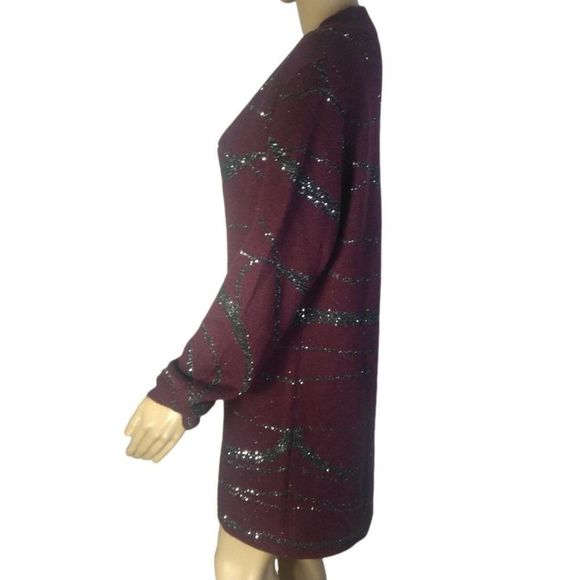 ALFANI  Long Sleeve Open Cardigan Sweater Jacket Berry Sequins  Size M New - Picture 5 of 7